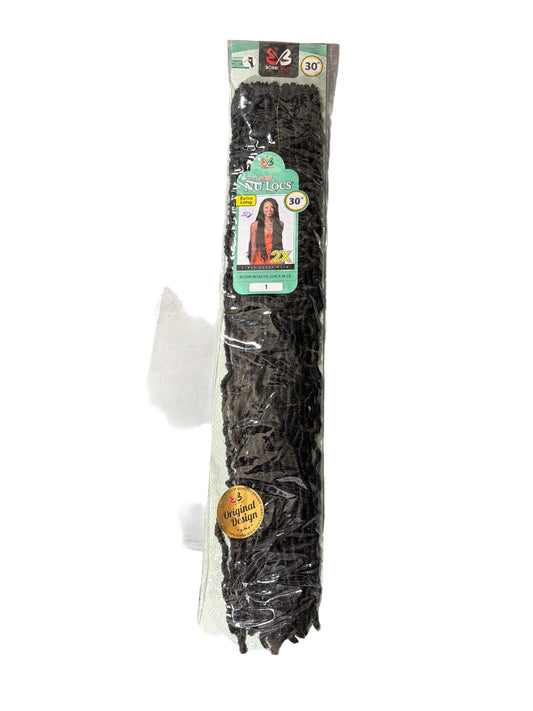 Bobbi Boss Nu Locs Extra Long 30" 2X Crochet Braiding Hair – Color 1 (Natural Black)