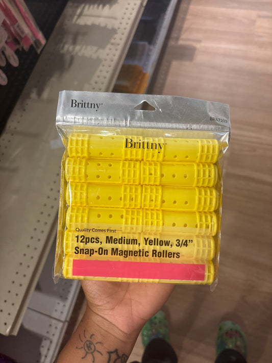 BRITTNY- 12pcs, Medium, Yellow, 3/4” Snap-on Magnetic Rollers