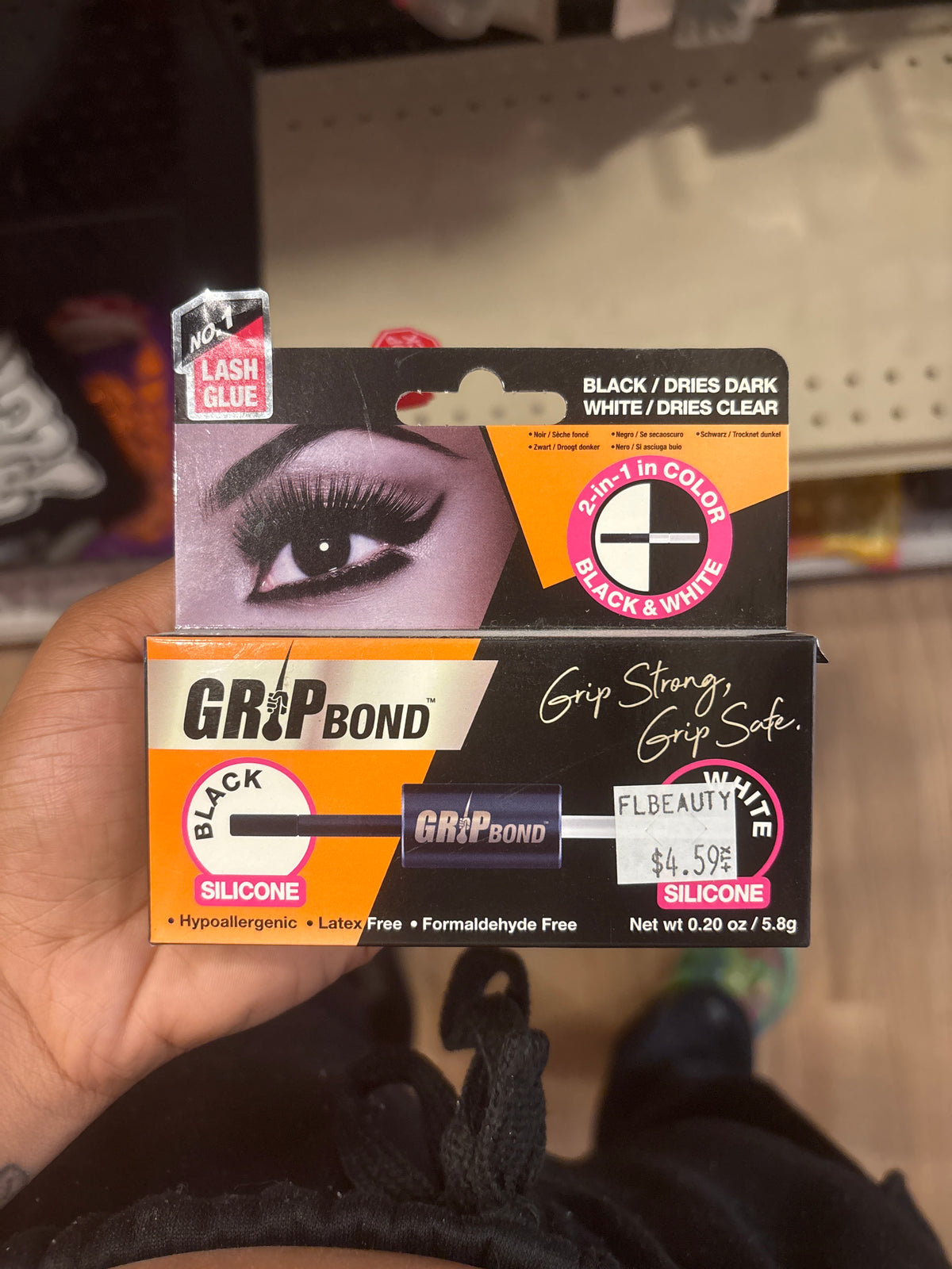 GRIP BOND- -Black/White 2in1 Color Lace Glue