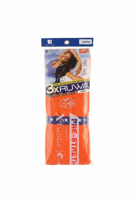 X-Pression Ruwa 3X Pre-Stretched Braiding Hair 24” – Neon Orange