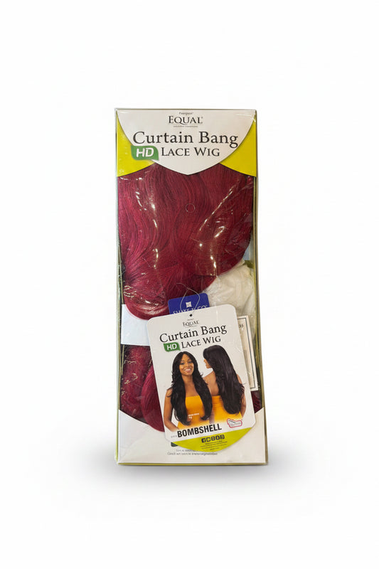 Curtain bang lace wig bombshell color scarlet