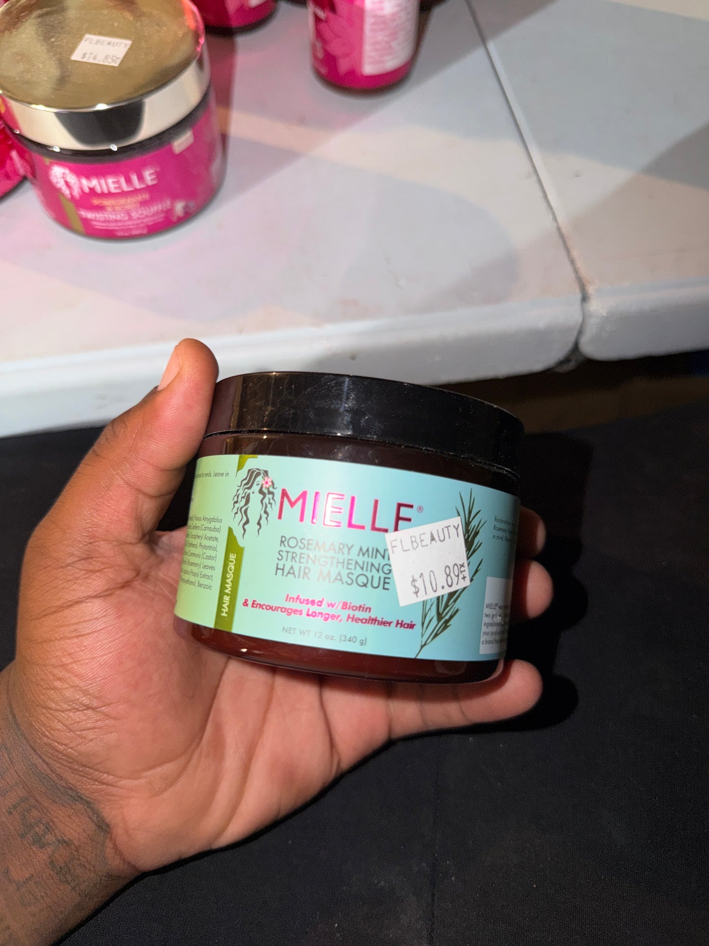 Mielle Organics Rosemary Mint Strengthening Hair Masque with Biotin – 12 oz