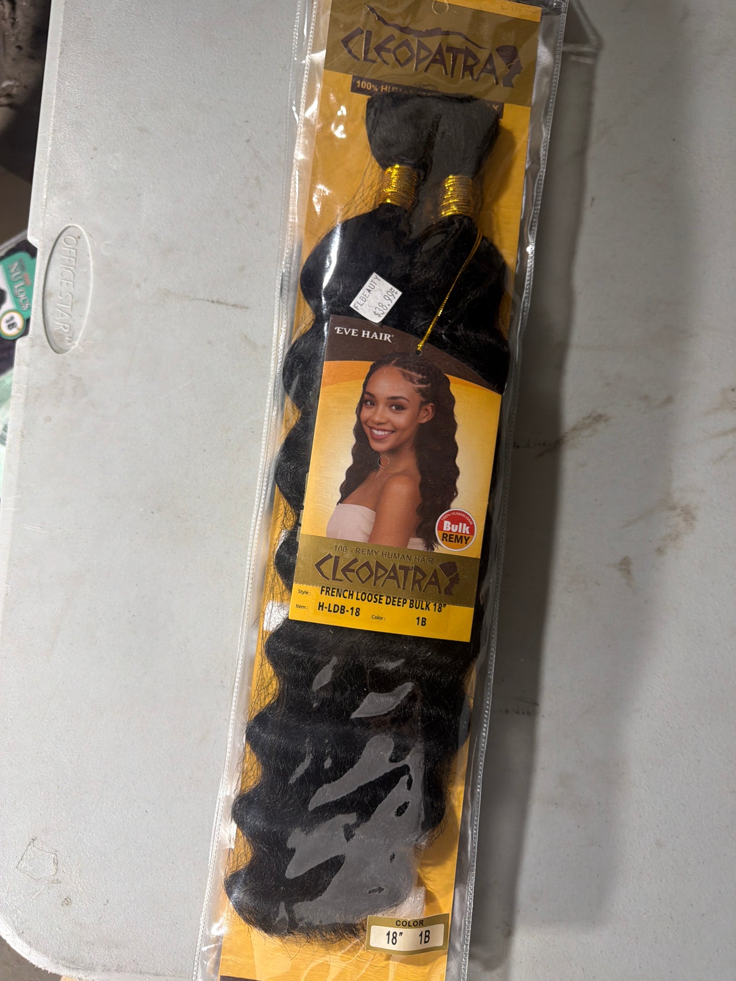 Cleopatra 100% Remy Human Hair French Loose Deep Bulk 18” Color 1B