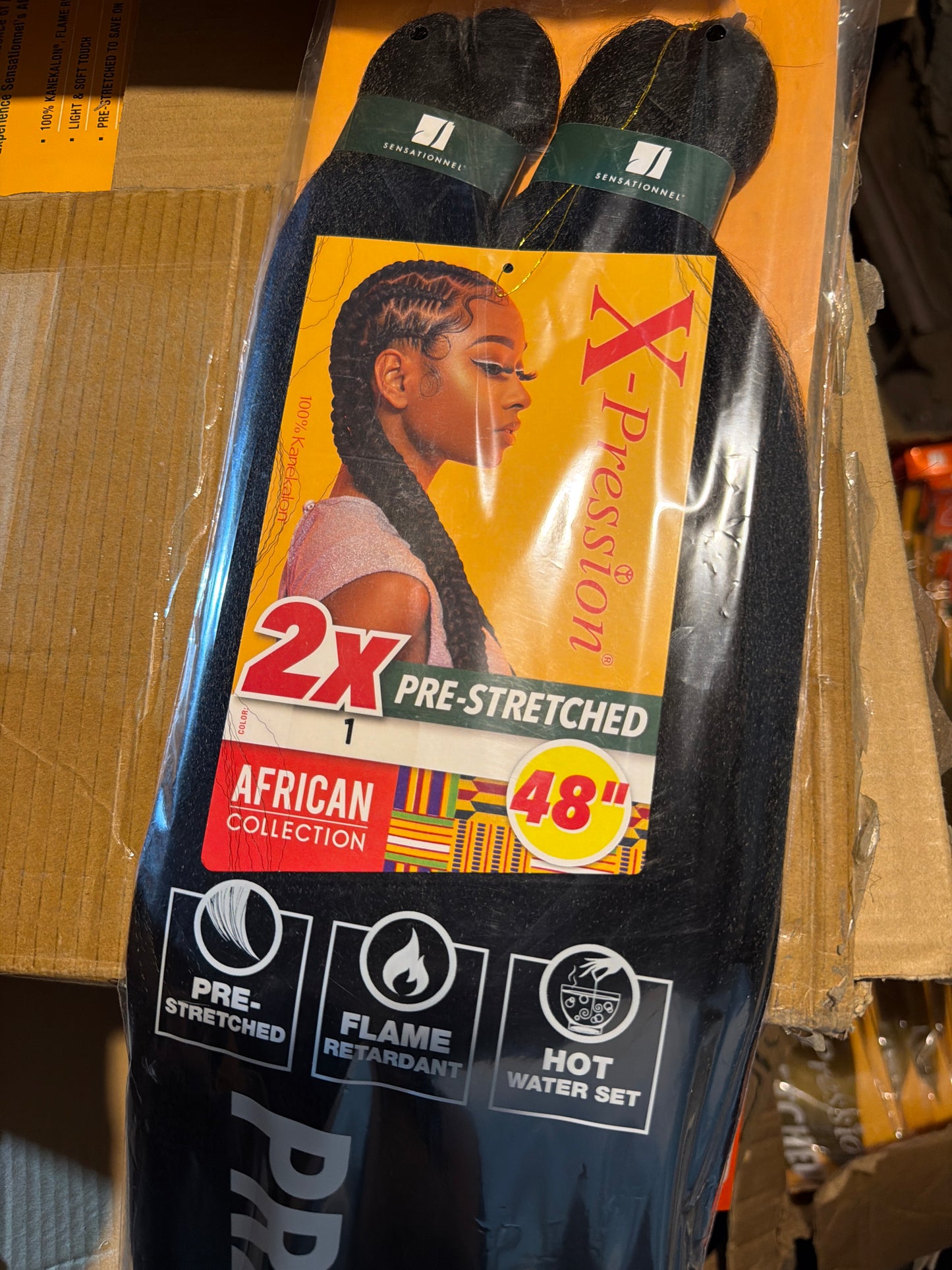 Sensationnel X-Pression African Collection 2X Pre-Stretched Braiding Hair 48” – Color 1