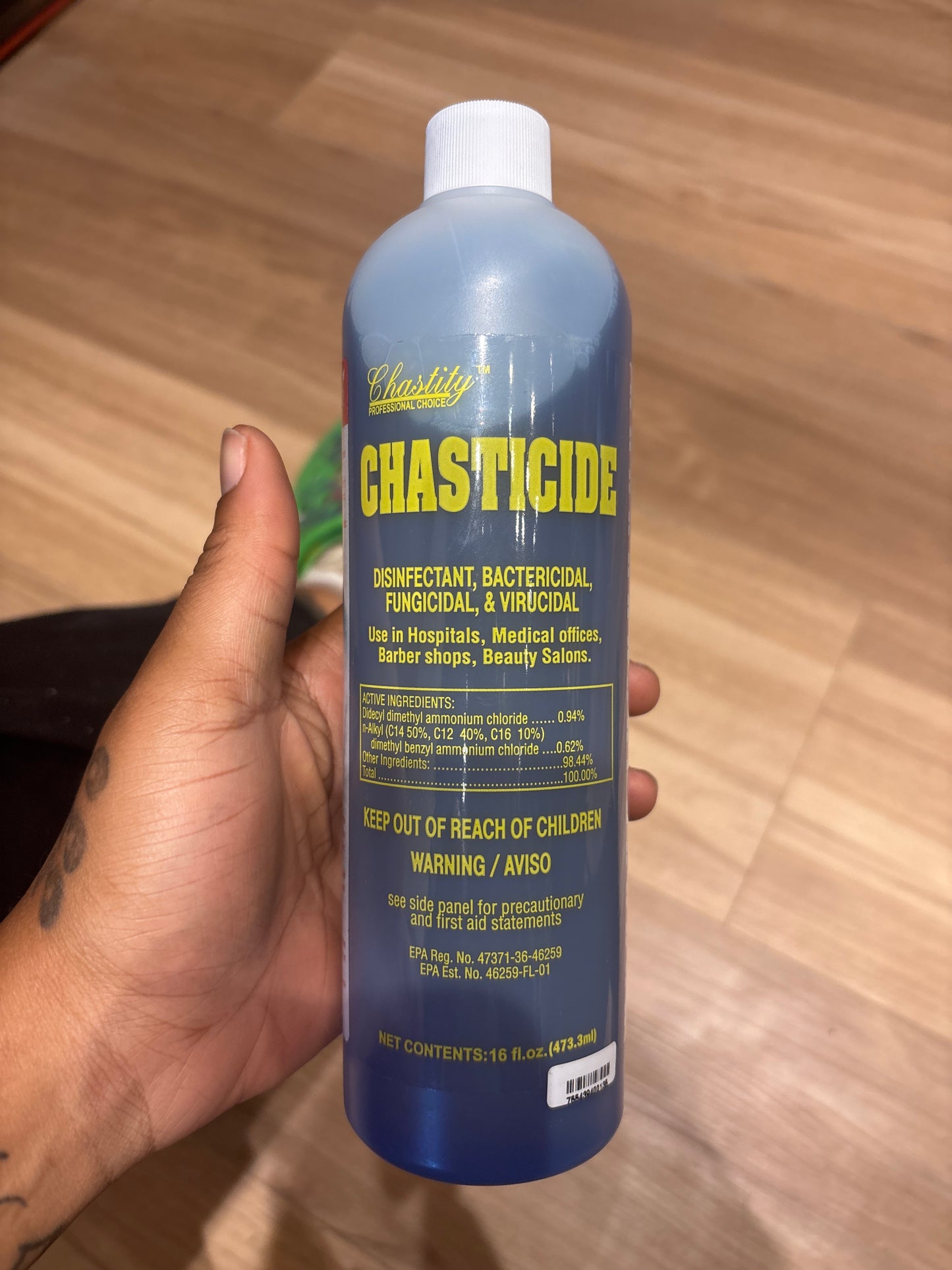 CHASTITY- Chasticide Defectant,Bacterial,Fungicidal, & Virucidal Cleanser 16Floz.(473.3ml)