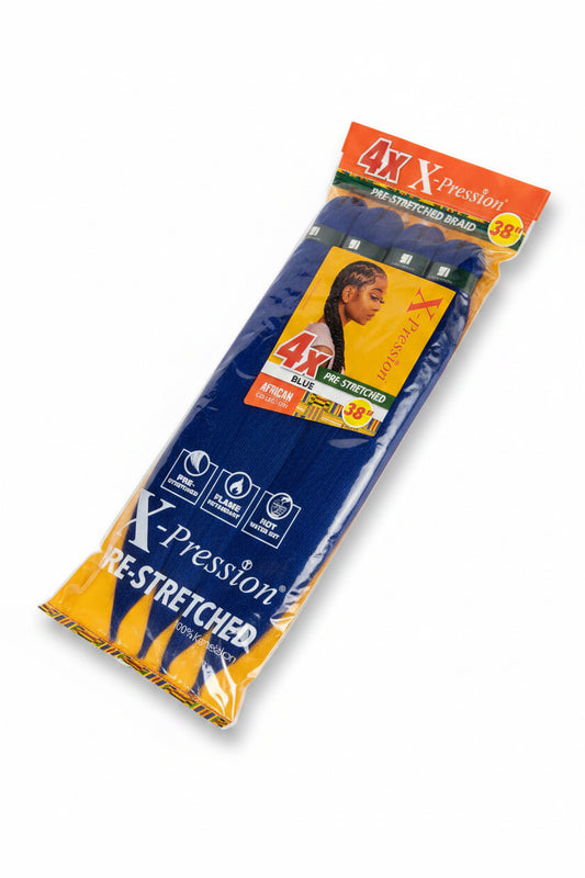 X-Pression 4X Pre-Stretched Braiding Hair 38" – Blue – 100% Kanekalon