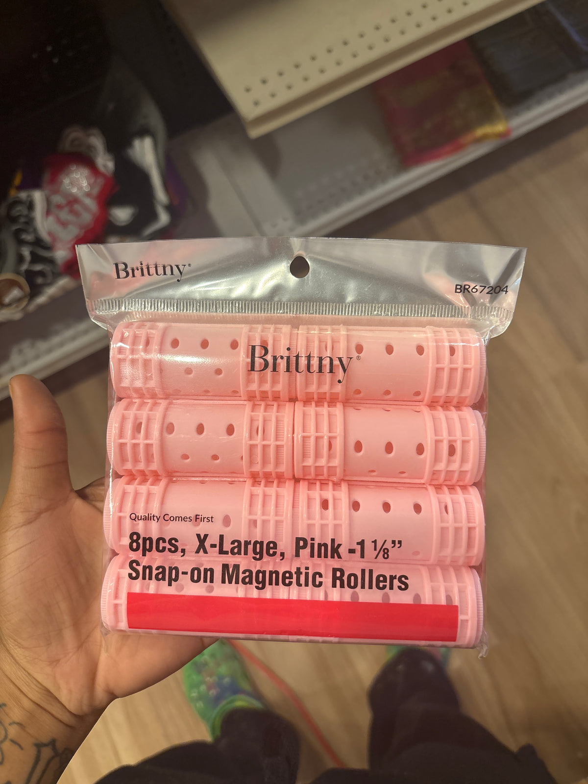 BRITTNY- 8pcs, X-Large, Pink-1 1/8” Snap-on Magnetic Rollers