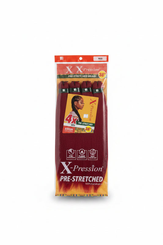 4X-Pression Pre-stretched braiding hair -color Red- 38”
