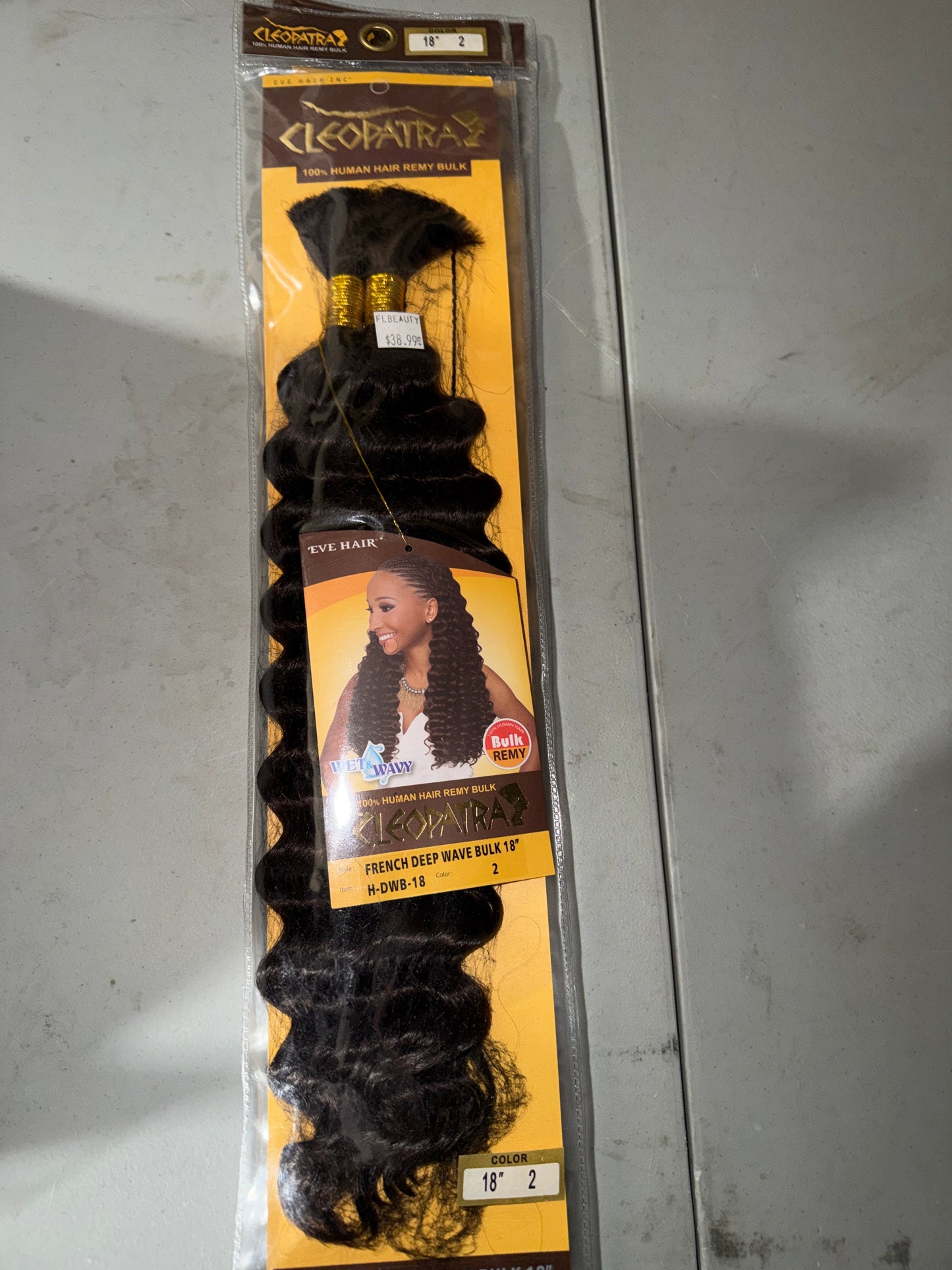 Cleopatra 100% Human Hair Remy Bulk 18” color 2
