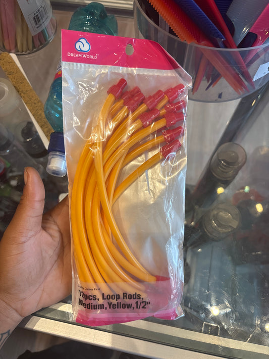 DREAMWORLD- 12pcs, Small, Pink 1/2” Loop Rods
