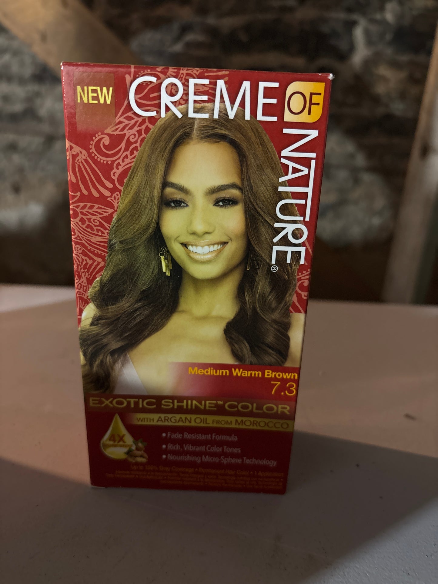 CRÈME OF NATURE- Exotic Shine Color w/ Argan Oil-Color Medium Warm Brown 7.3-