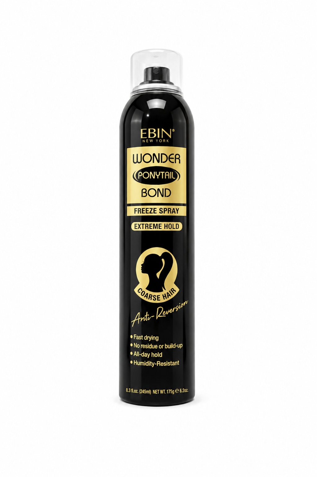 EBIN New York Wonder Ponytail Bond Freeze Spray Extreme Hold – Coarse Hair – 8.5 oz