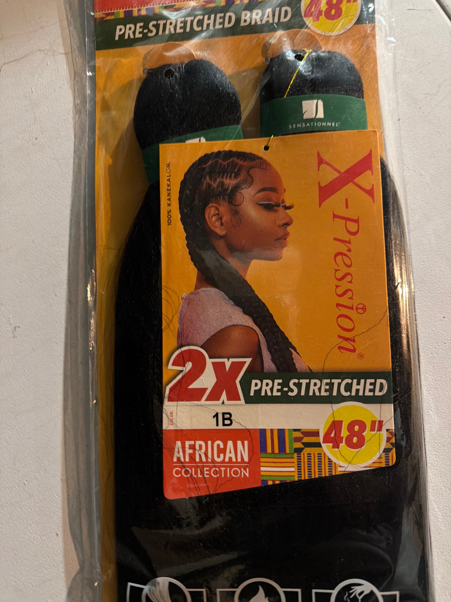 Sensationnel X-Pression African Collection 2X Pre-Stretched Braiding Hair 48” – Color 1B