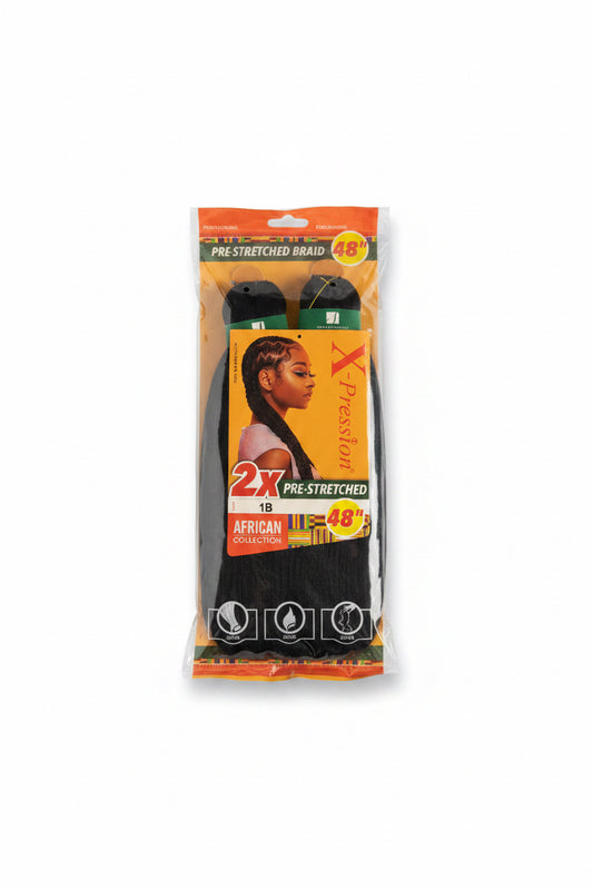 Sensationnel X-Pression African Collection 2X Pre-Stretched Braiding Hair 48” – Color 1B