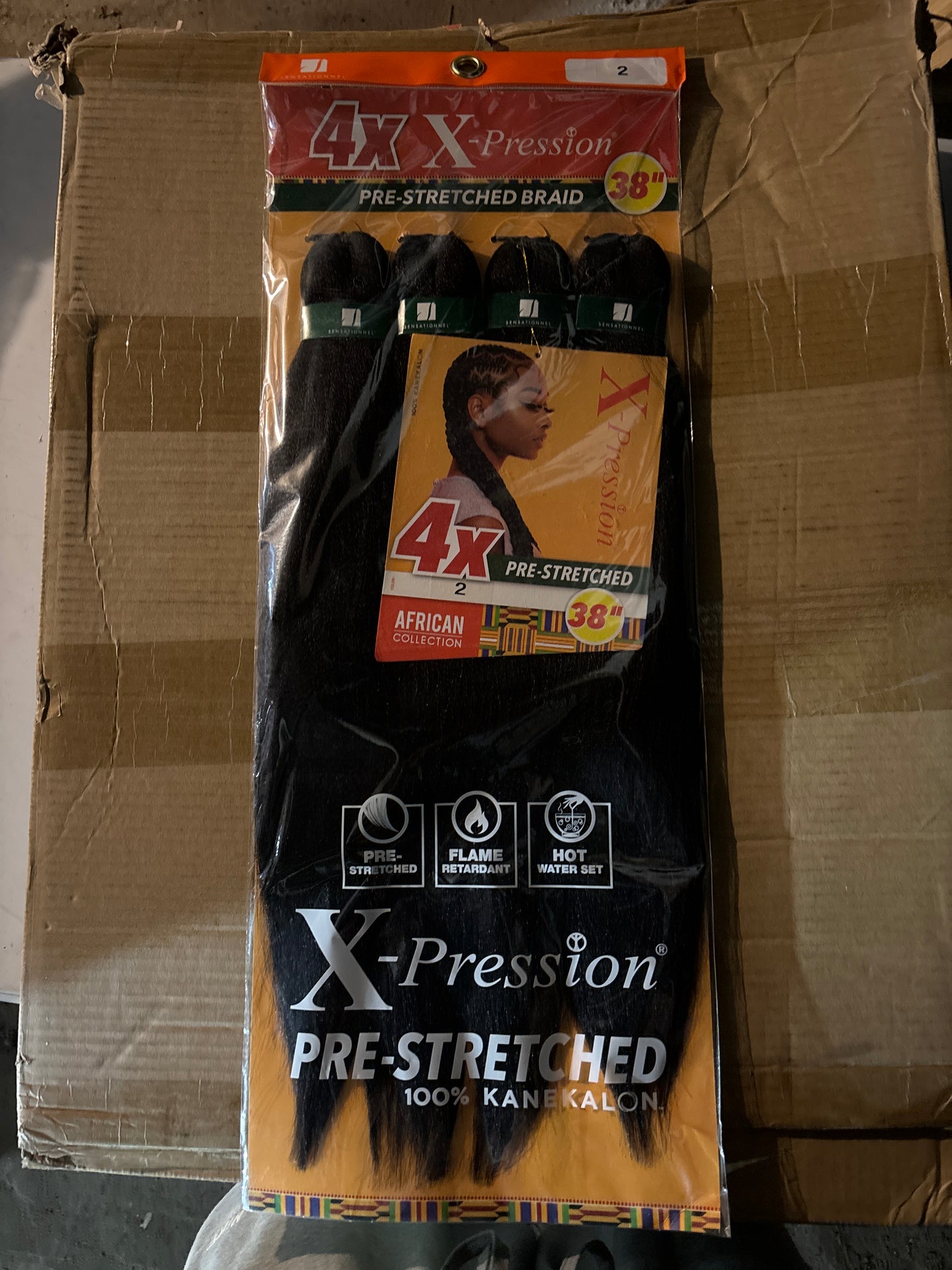 4X X-Pression Pre-stretched braiding hair 38”-color 2-