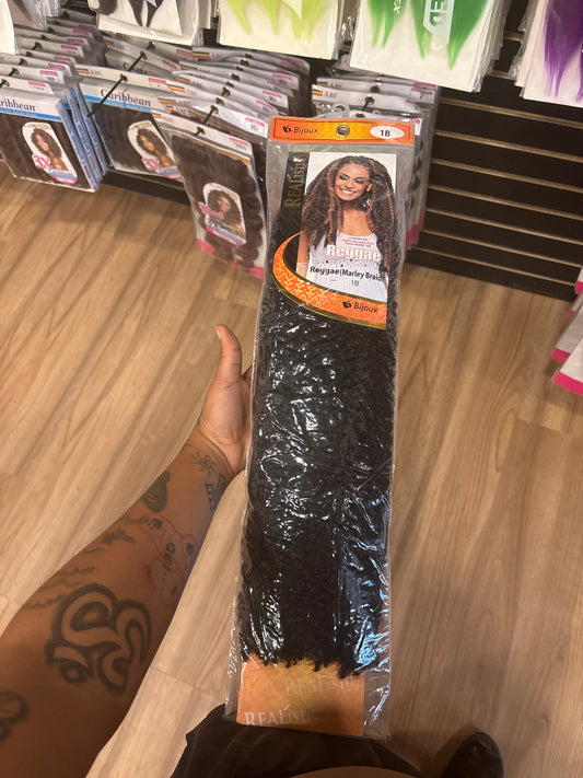 BIJOUX REALISTIC- 100% Human Hair Reggie (Marley Braid)-Color 1B-