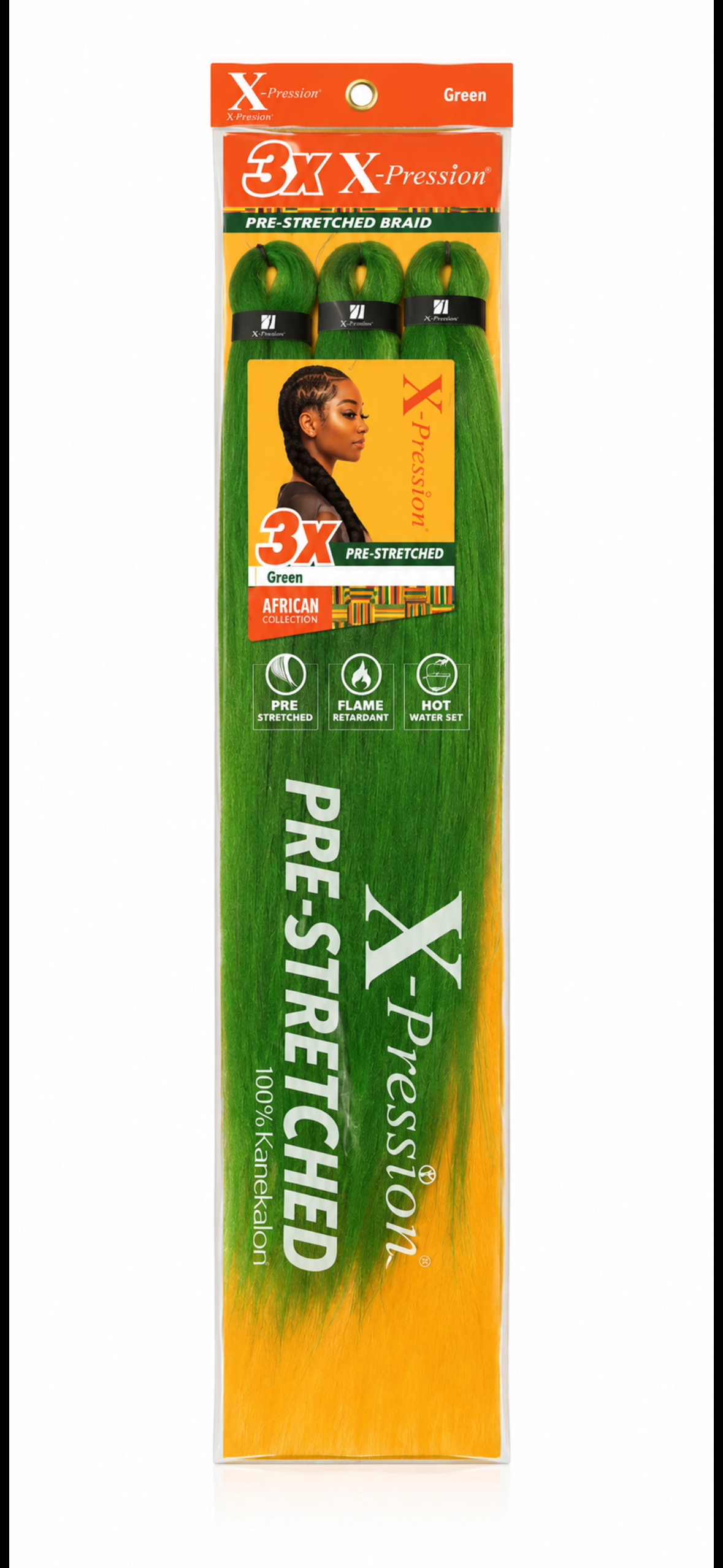 X-Pression 3X Pre-Stretched Braiding Hair 58” – Green – 100% Kanekalon