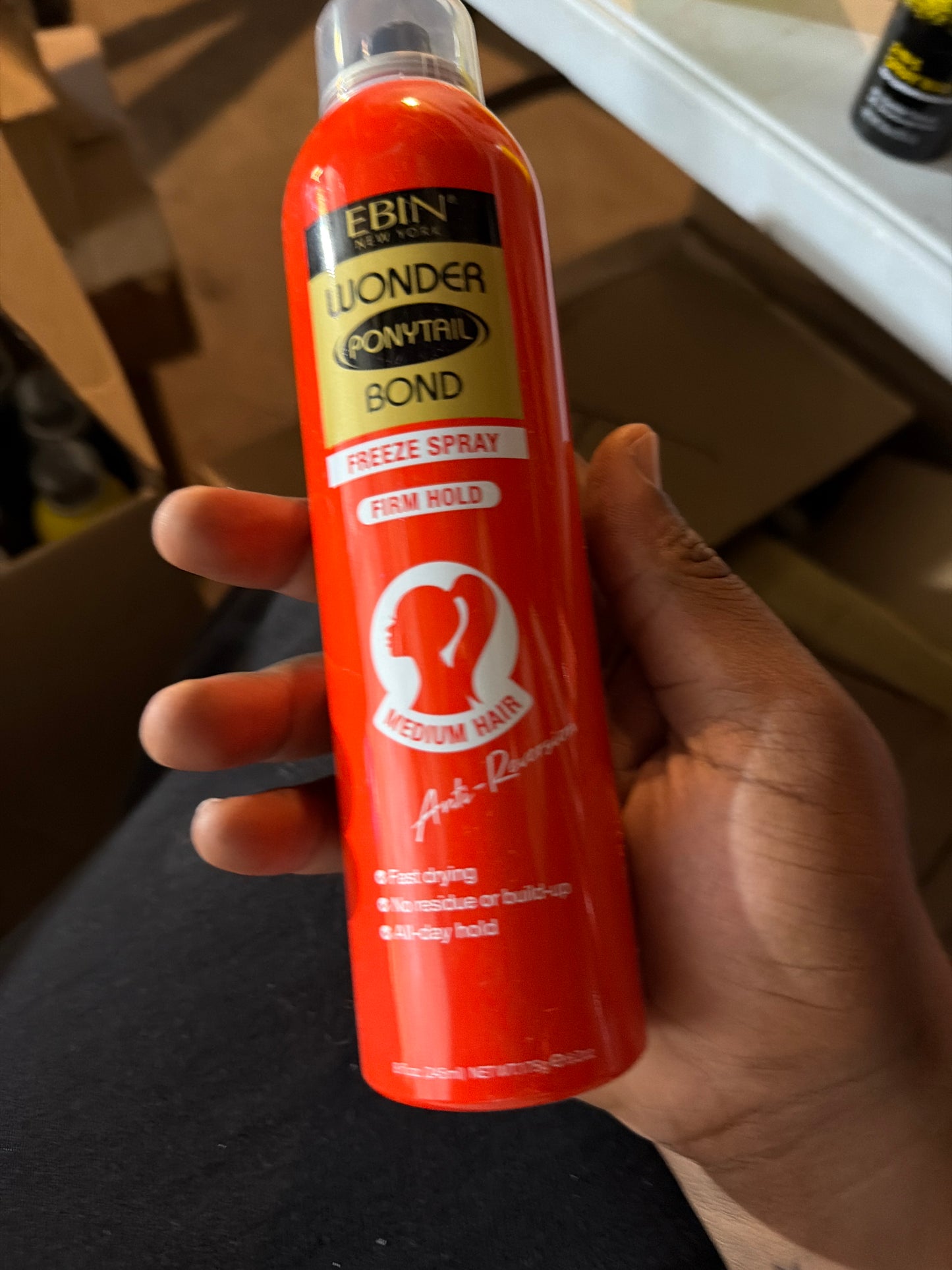 EBIN New York Wonder Ponytail Bond Freeze Spray Firm Hold – Medium Hair – 8 oz