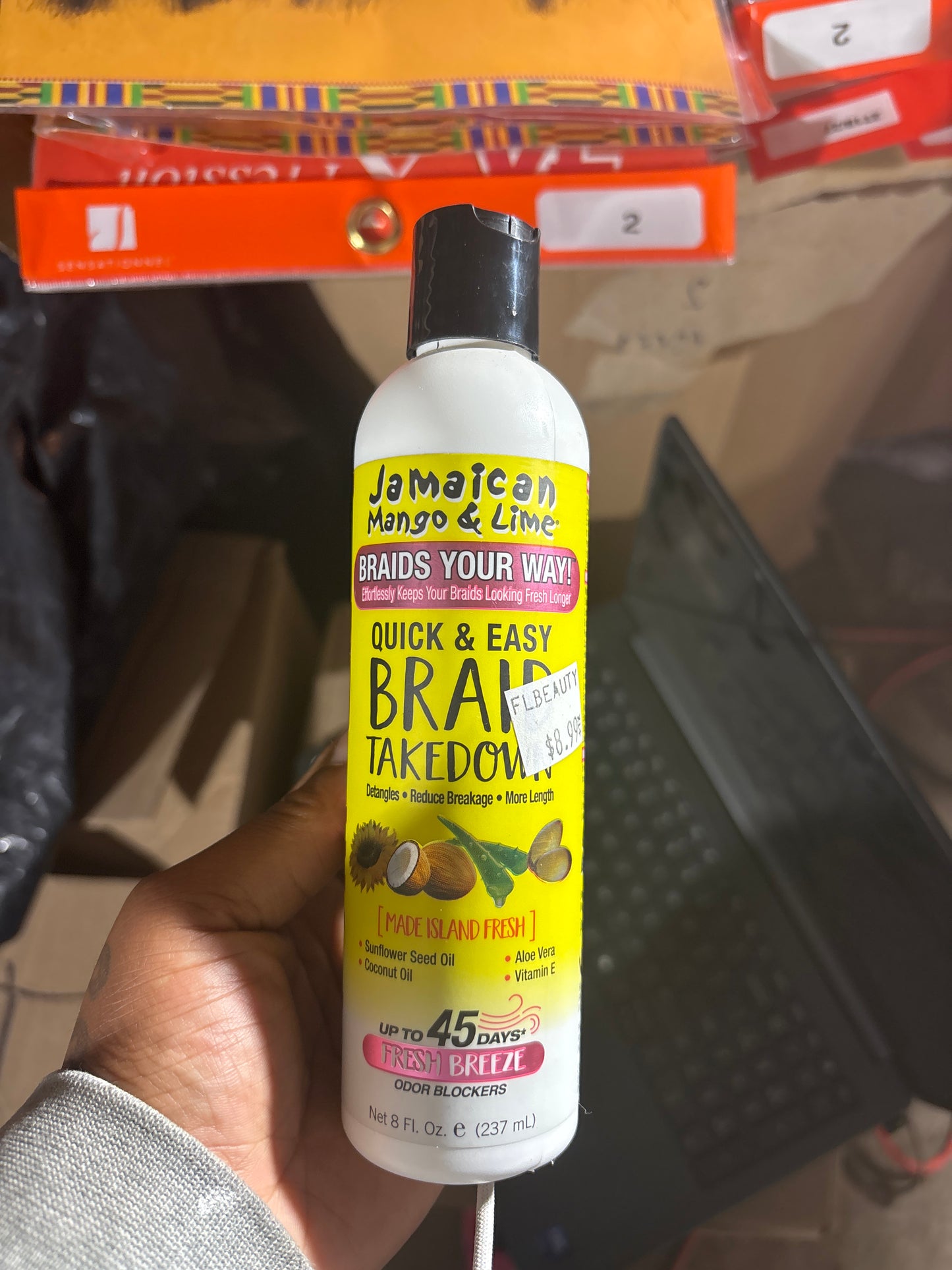 JAMAICAN MANGO &LIME Braids Your Way!- Quick And Easy BRAID TAKEDOWN coconut,sunflower seed,aloe vera, and vitamin E Oil
