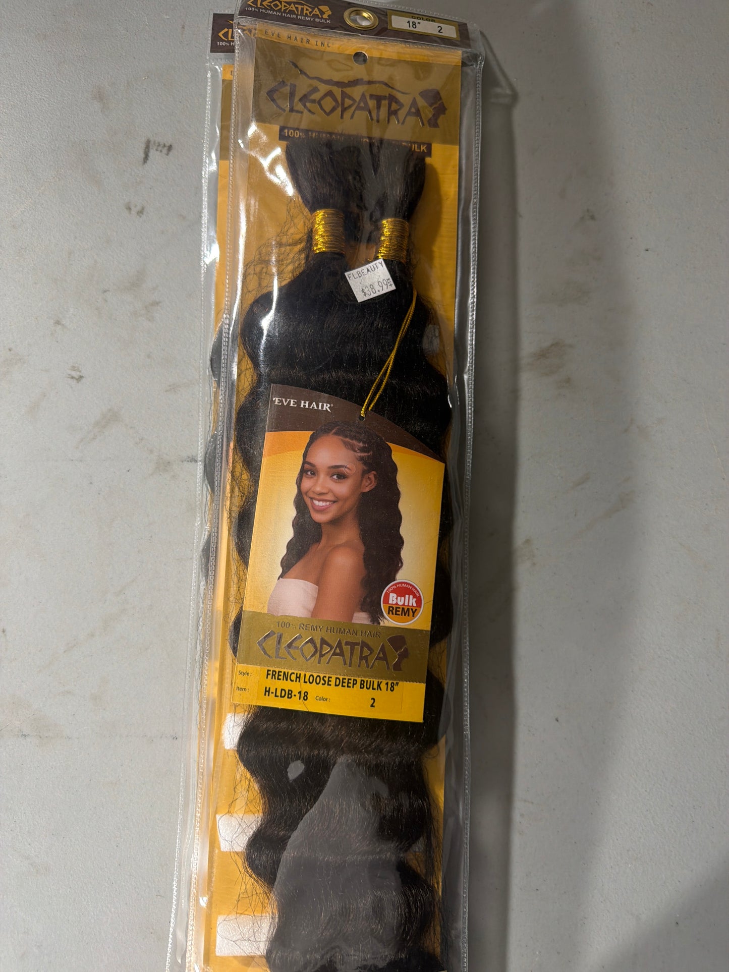 Cleopatra 100% Remy Human Hair French Loose Deep Bulk 18” color 2