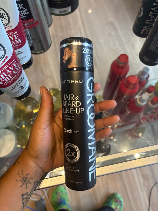 RED PRO- Hair Abs Beard Line-Up Professional Color Spray-Color Black- 6.6oz.(187g)