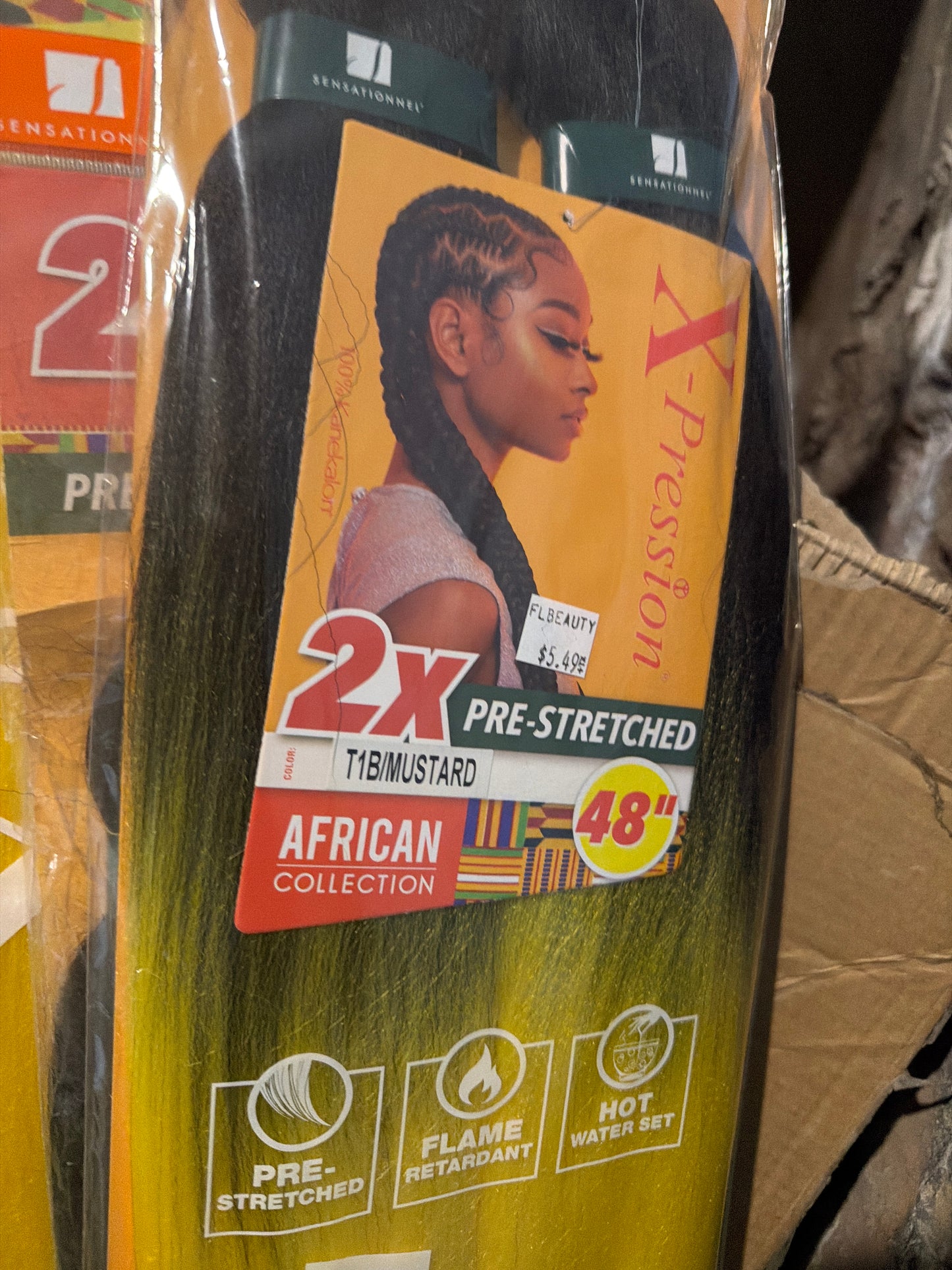 X-Pression 2X Pre-Stretched Braiding Hair 48” – Color T1B/Mustard