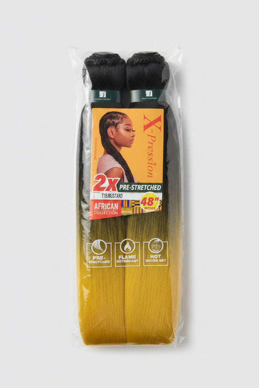 X-Pression 2X Pre-Stretched Braiding Hair 48” – Color T1B/Mustard