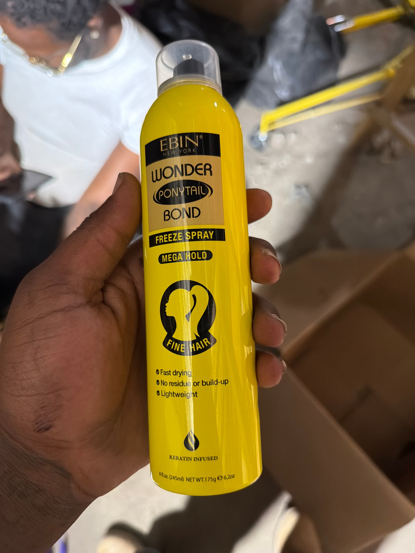 EBIN New York Wonder Ponytail Bond Freeze Spray Mega Hold for Fine Hair 6.2 oz