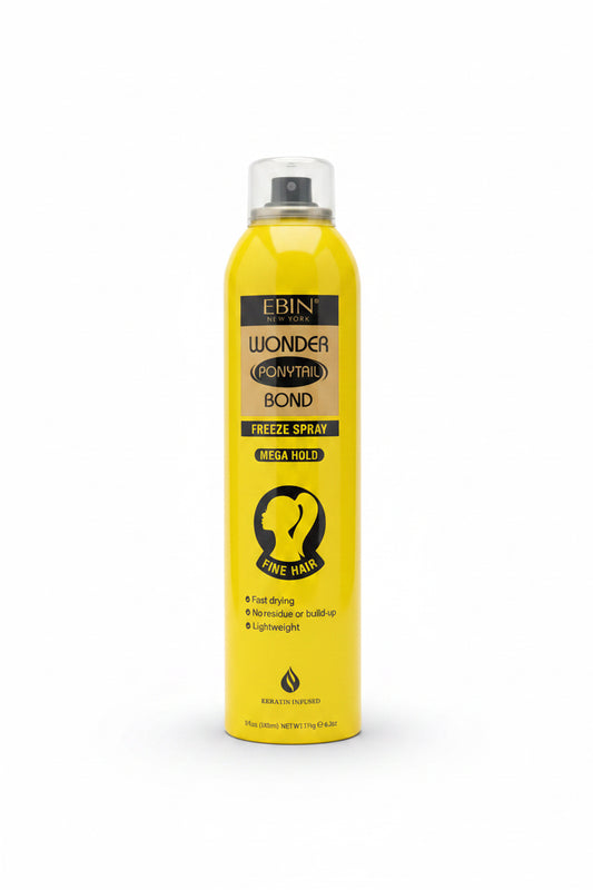 EBIN New York Wonder Ponytail Bond Freeze Spray Mega Hold for Fine Hair 6.2 oz