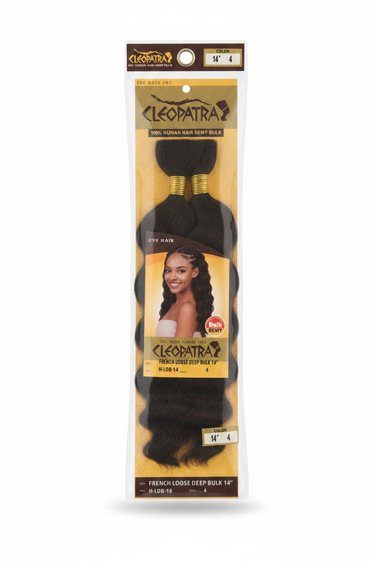 CLEOPATRA 100% Human Remy Bulk FRENCH LOOSE DEEP BULK-color 4- 14”