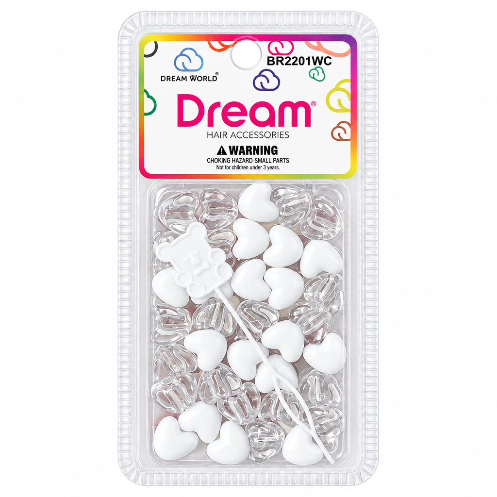 DREAMWORLD- Dream Hair Heart Shaped accessories-color White and Clear-