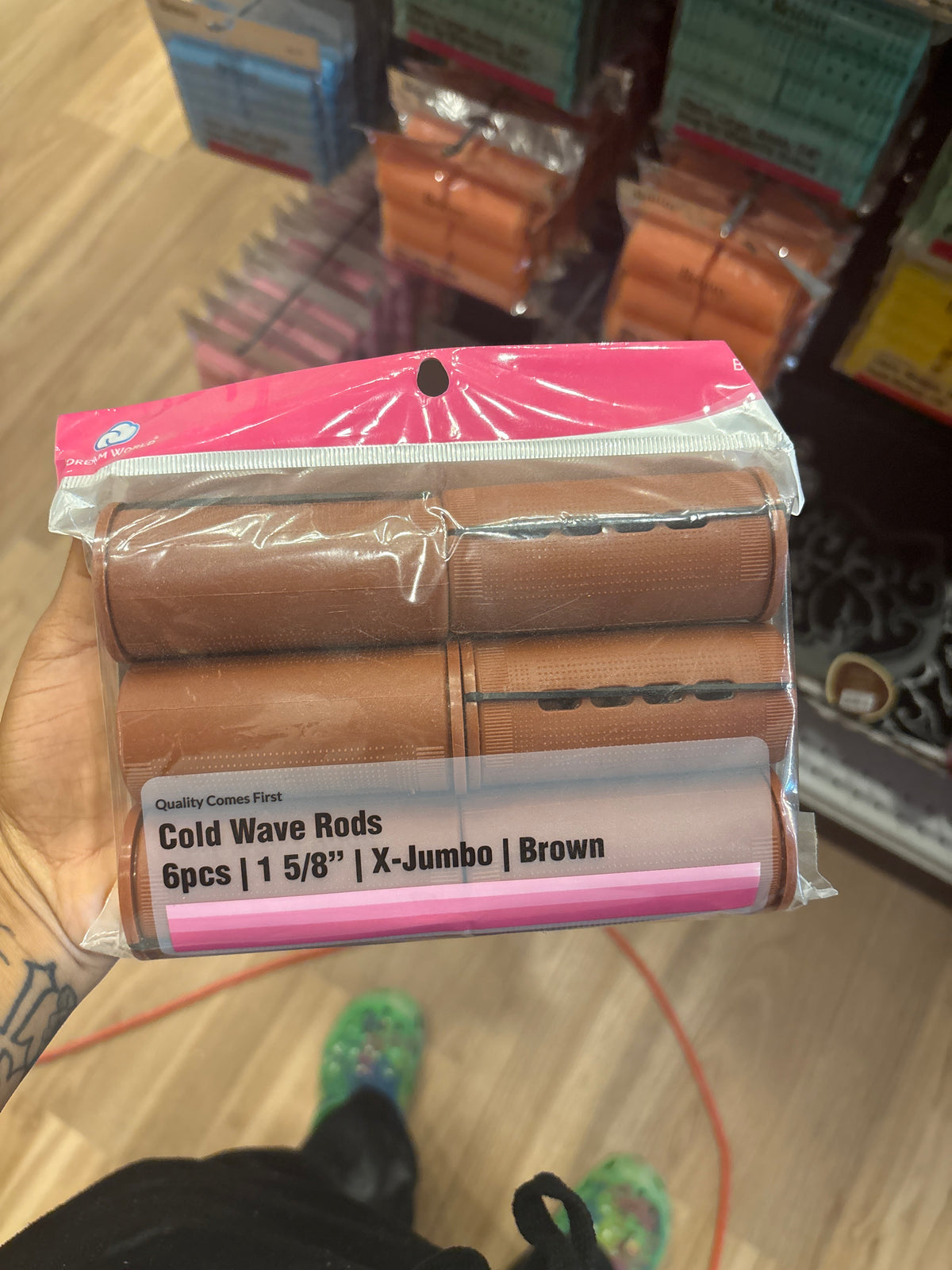 DREAMWORLD- 6pcs, X-Jumbo, Brown 1 5/8” Cold Wave Rods