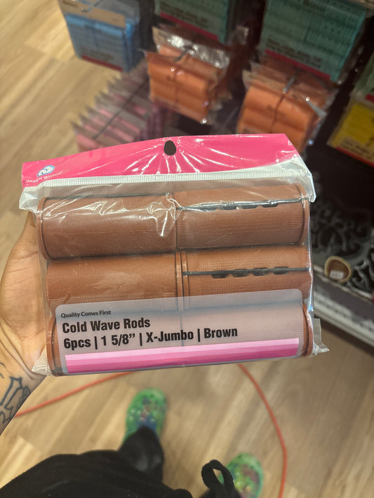 DREAMWORLD- 6pcs, X-Jumbo, Brown 1 5/8” Cold Wave Rods