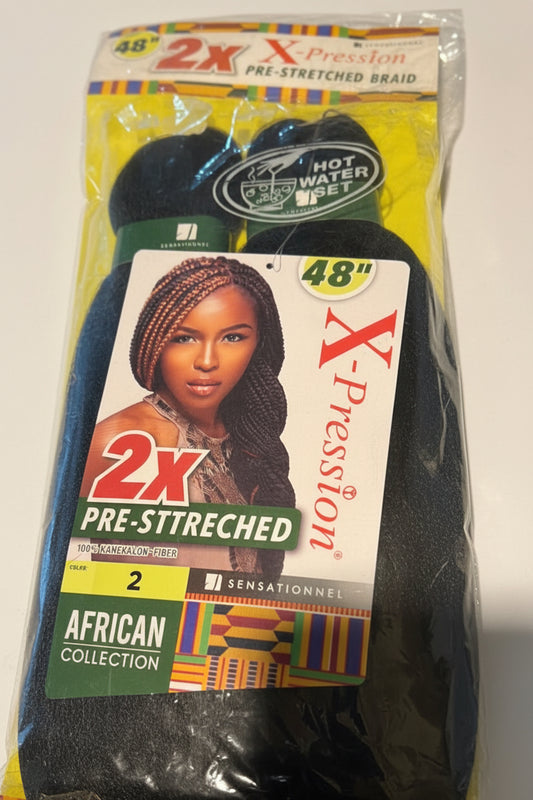Sensationnel X-Pression African Collection 2X Pre-Stretched Braiding Hair 48” – Color 2