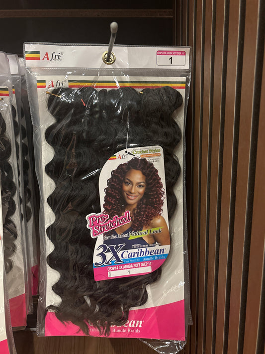 AFRI-NAPTURAL- 3X Caribbean Pre-stretched Aruba Soft Deep 14”-Color 1-