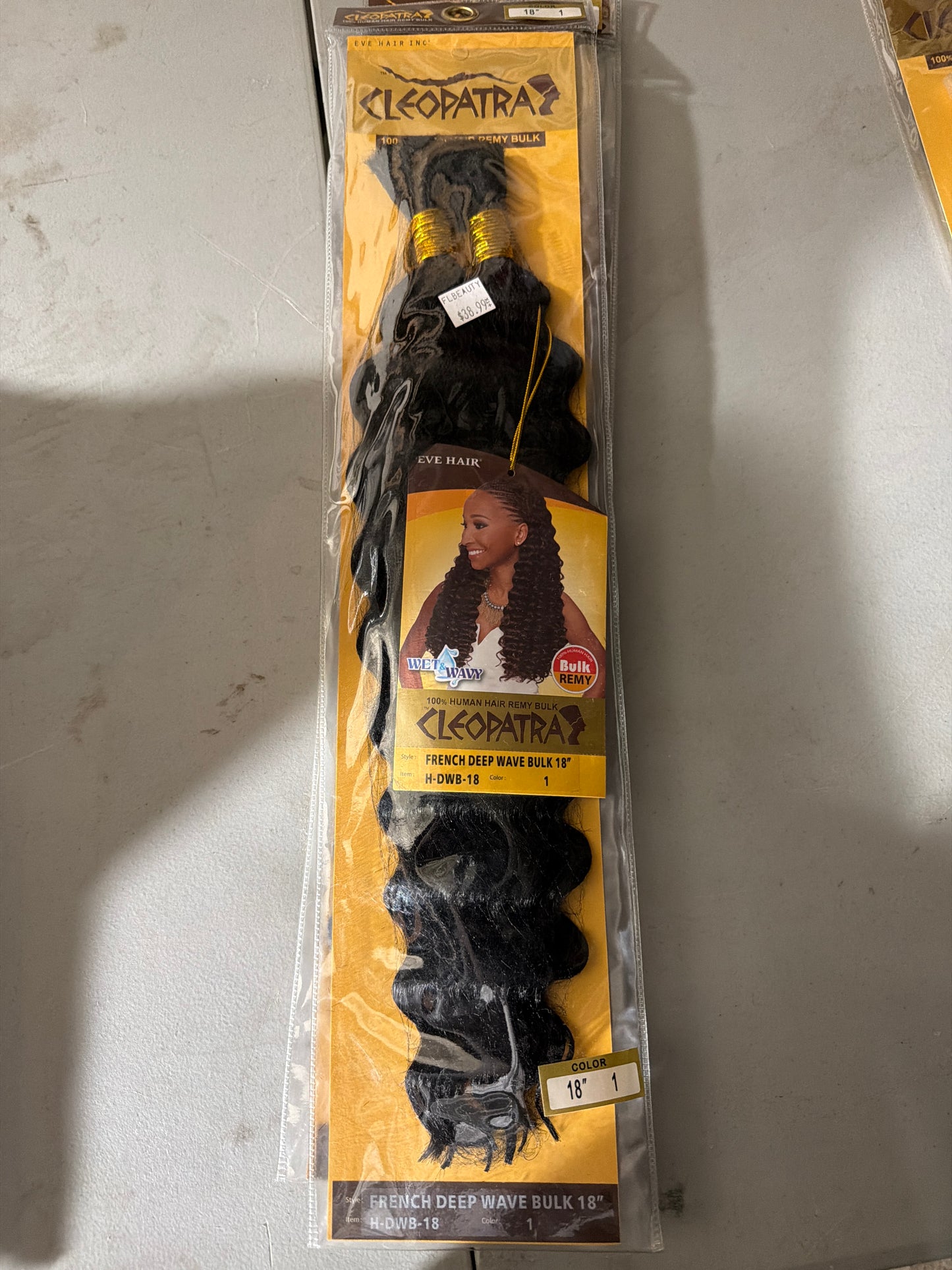 Cleopatra 100% Human Hair Remy Bulk 18” color 1
