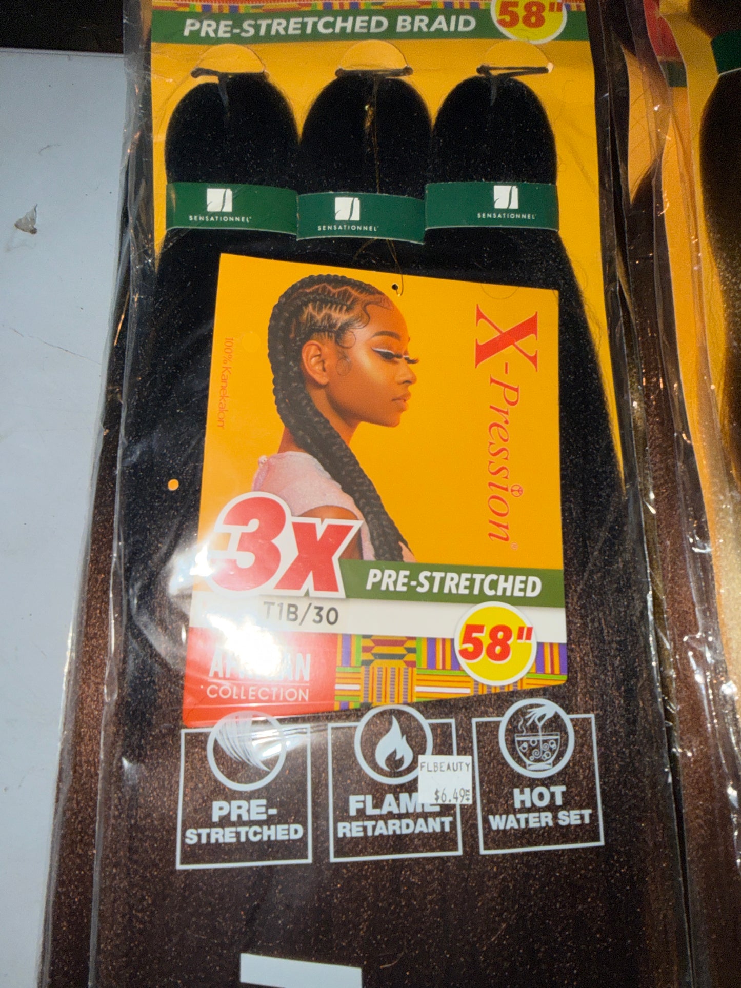 X-Pression African Collection 3X Pre-Stretched Braiding Hair 58” – Color T1B/30