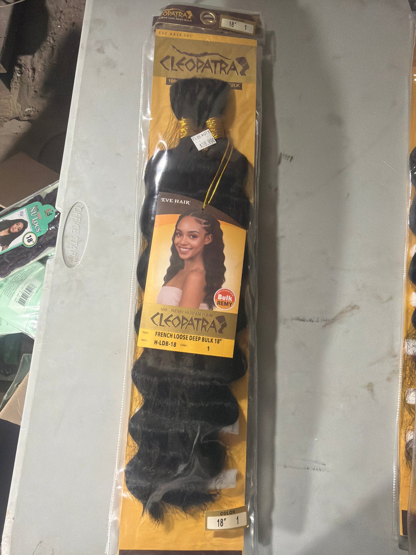 Cleopatra 100% Remy Human Hair French Loose Deep Bulk 18” color 1