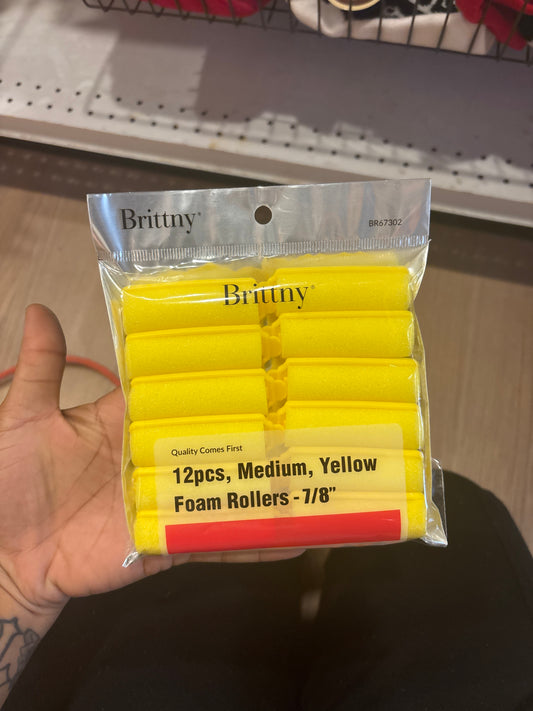 BRITTNY- 12pcs, Medium, Yellow Foam Rollers- 7/8”