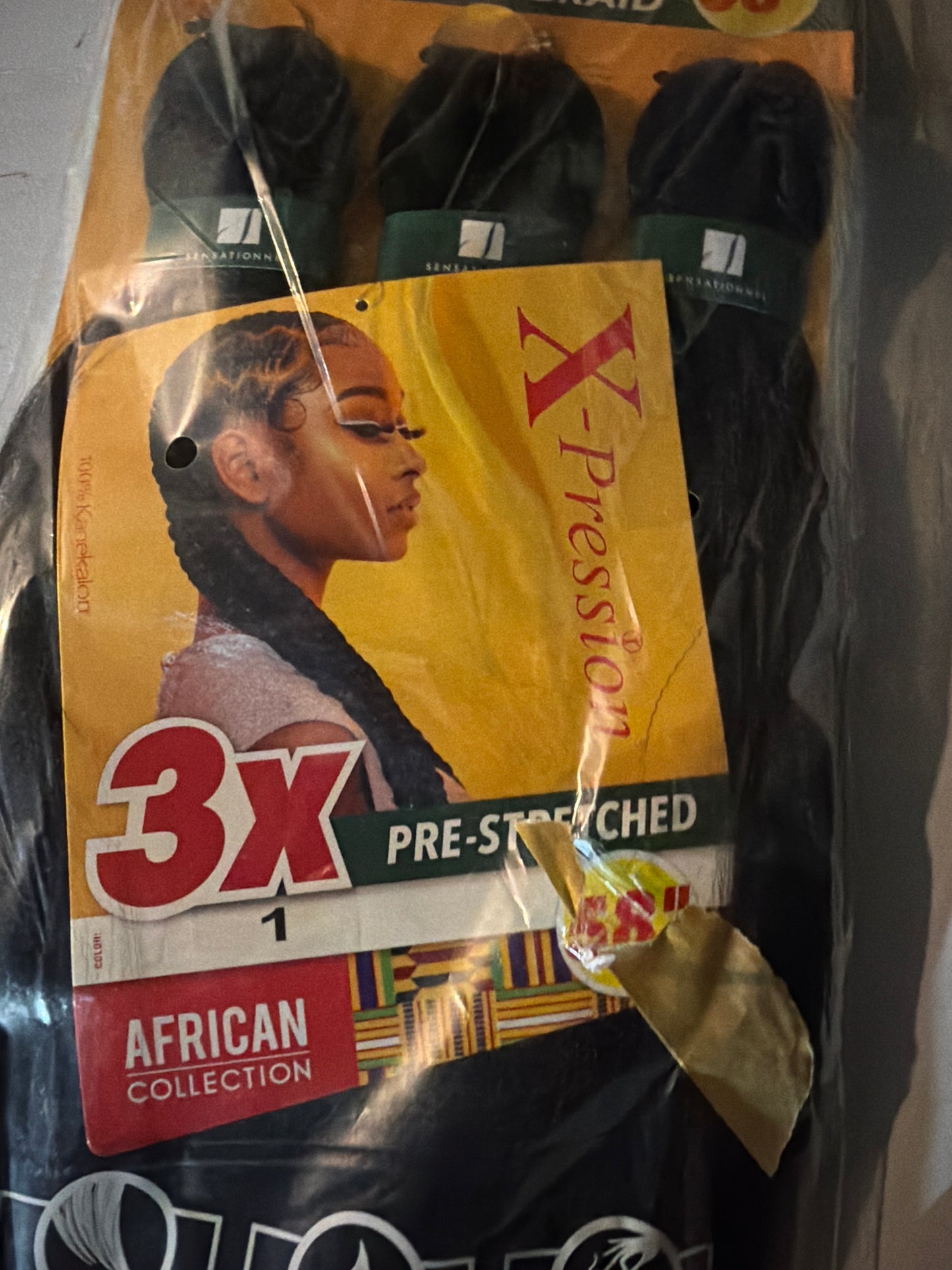X-Pression African Collection 3X Pre-Stretched Braiding Hair 58” – Color 1