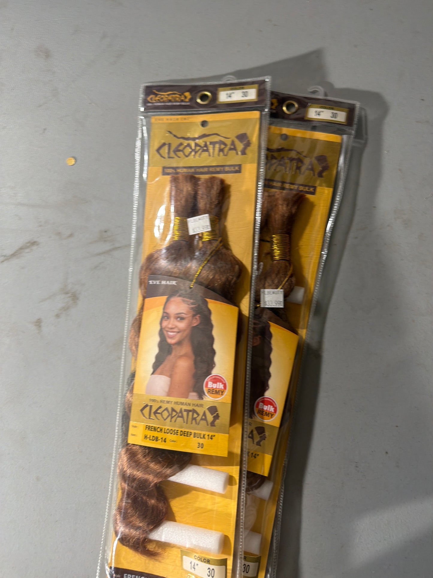 Cleopatra 100% Remy Human Hair French Loose Deep Bulk 14” color 30