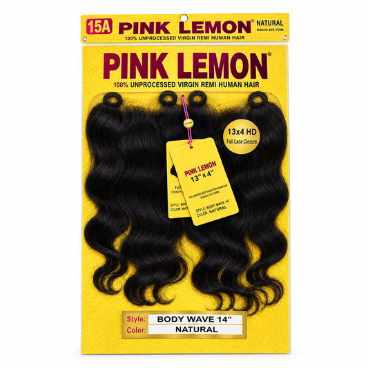 PINK LEMON- 100% Unprocessed Virgin Remi Human Hair 13x4 HD Lace 14”-Color Natural-