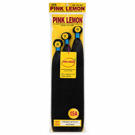 PINK LEMON- 100% Unprocessed Virgin Remi Human Hair 20”22”24”-Color Natural-