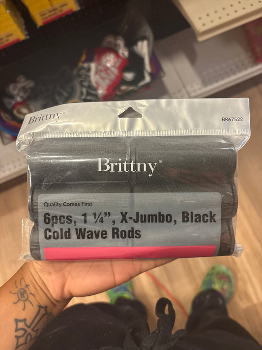 BRITTNY- 6pcs, X-Jumbo, Black Cold Wave Rods