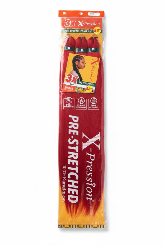 X-Pression Braiding hair Pre-stretched -Red-58”