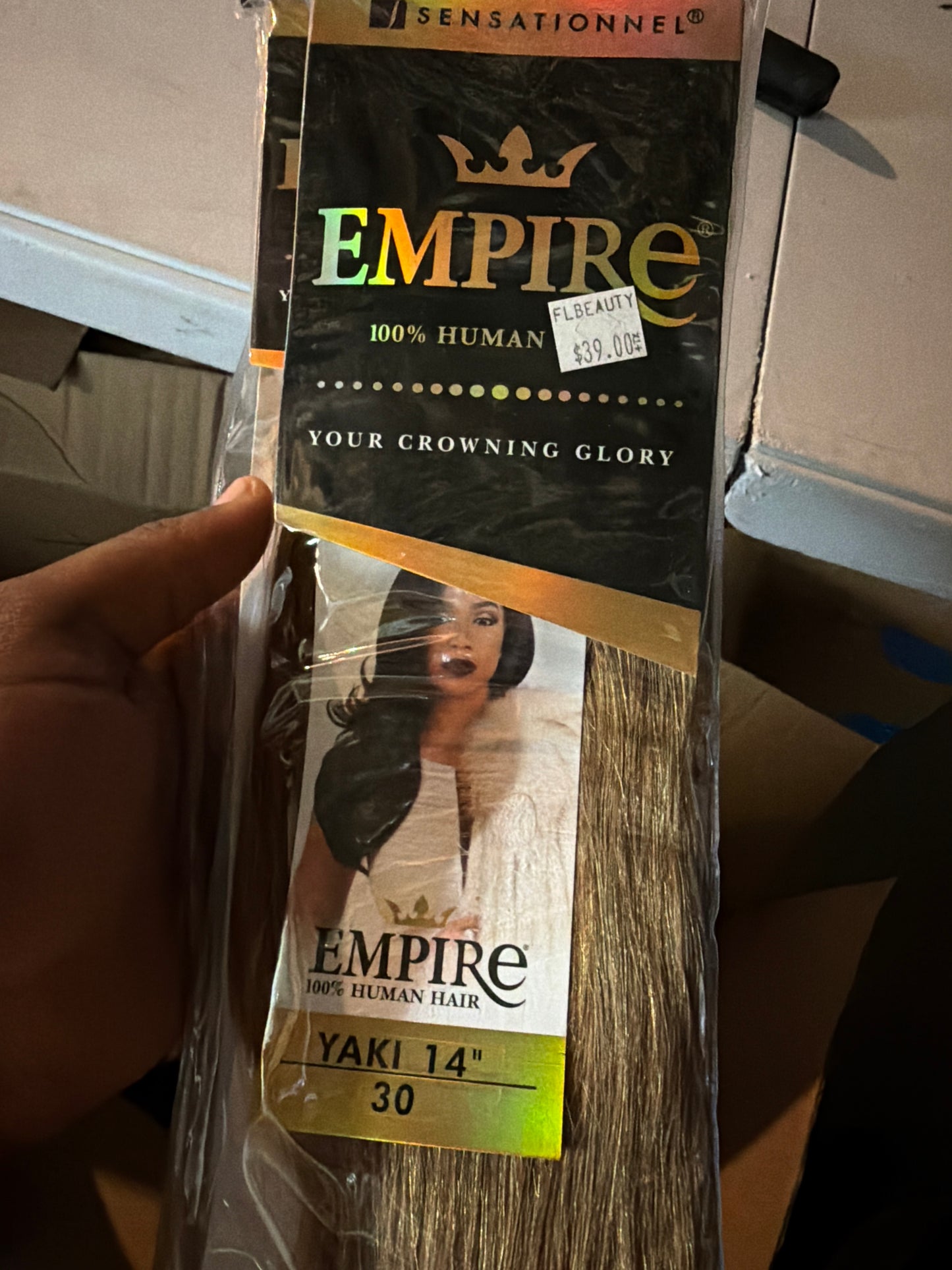 Empire 100% Human Hair Yaki Weave 14” – Color 30