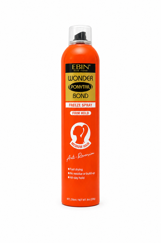 EBIN New York Wonder Ponytail Bond Freeze Spray Firm Hold – Medium Hair – 8 oz
