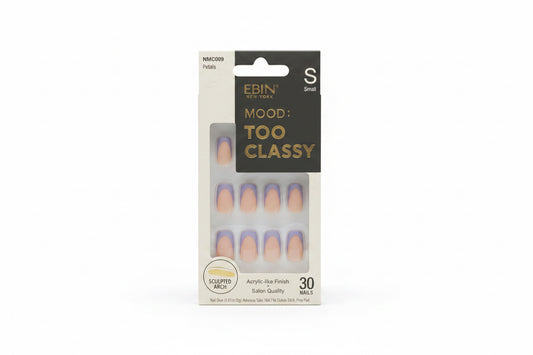 EBIN New York Mood! Too Classy Press-On Nails – Petals – Small – Nude & Lavender French Tip (30 Nails)