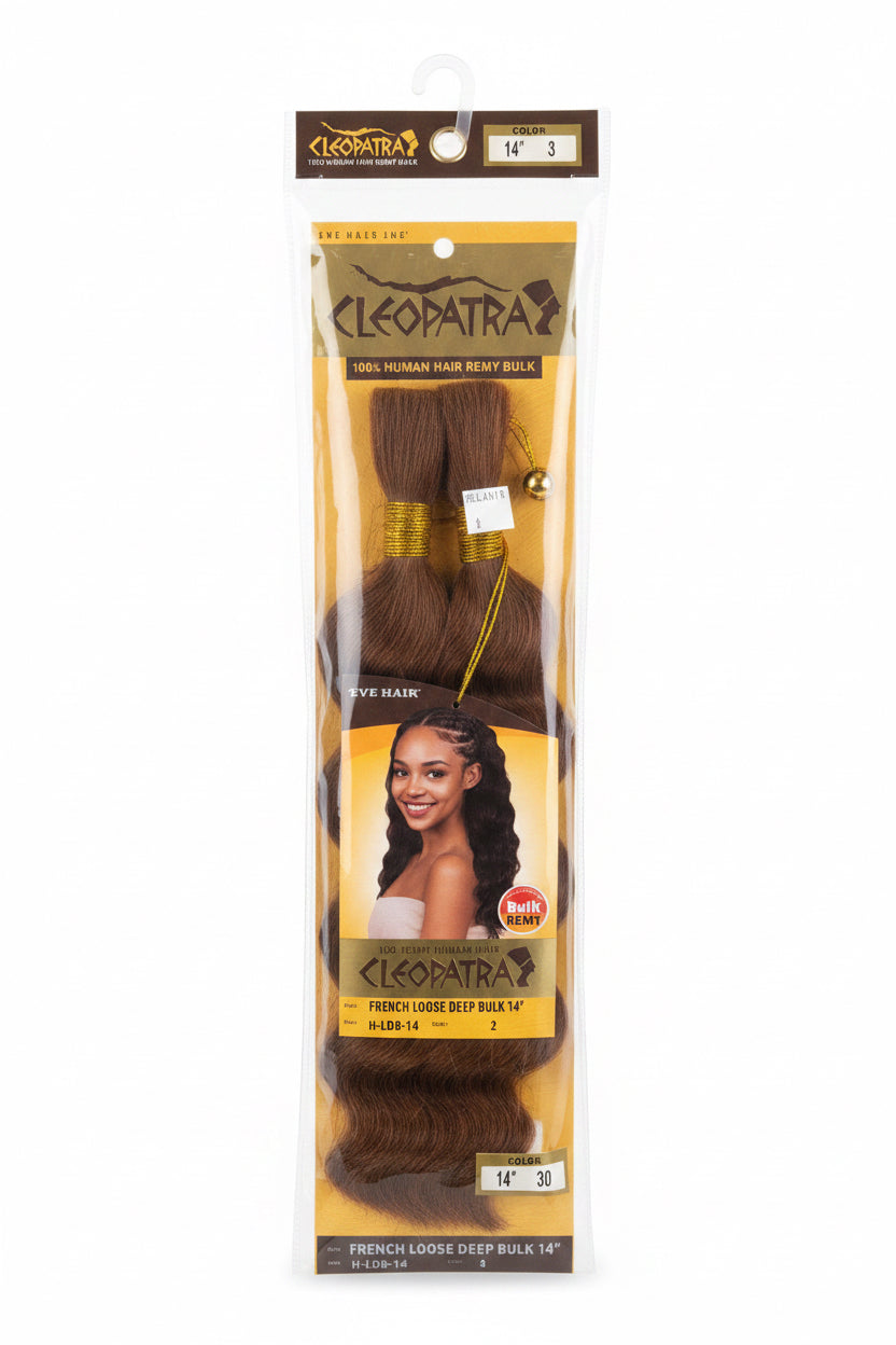 Cleopatra 100% Remy Human Hair French Loose Deep Bulk 14” color 30