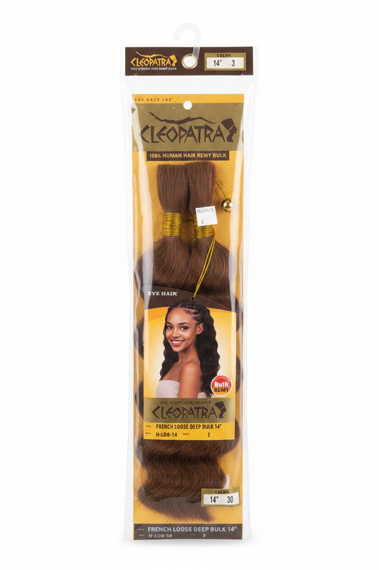 Cleopatra 100% Remy Human Hair French Loose Deep Bulk 14” color 30